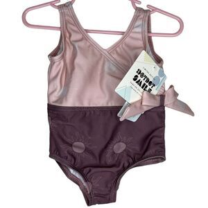 NEW Dot Dot Smile Purple Color Block One Piece Swimsuit 2T